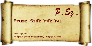 Prusz Szörény névjegykártya